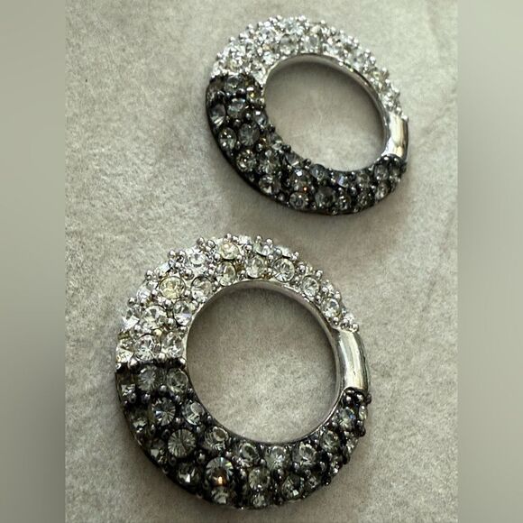 Nolan Miller Vintage Ombre Rhinestone Circle Earrings – Signed Designer Glam - Picture 12 of 17